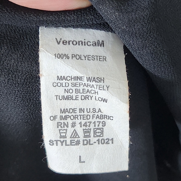 Veronica M Catia Peacock Feather Print Chiffon Smocked Dress L - Picture 11 of 17